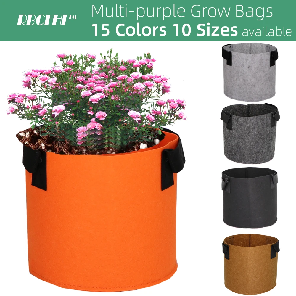 RBCFHI 1-20 Gallon Colorful Plant Grow Bags Flower Vegetable Aeration Planting Pot Container Gardening Plant Pouch w/ Handles