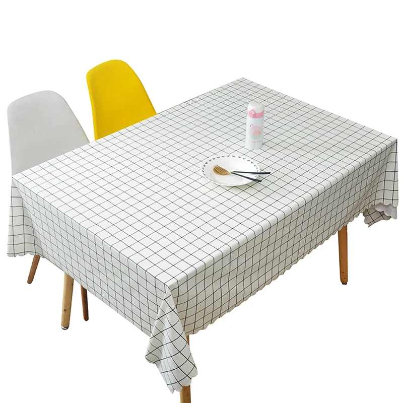 2021 New Creative Hanging PVC Tablecloths Plaid Pattern Waterproof Rectangular Dining Table Covers Placemats Home Textiles Decor