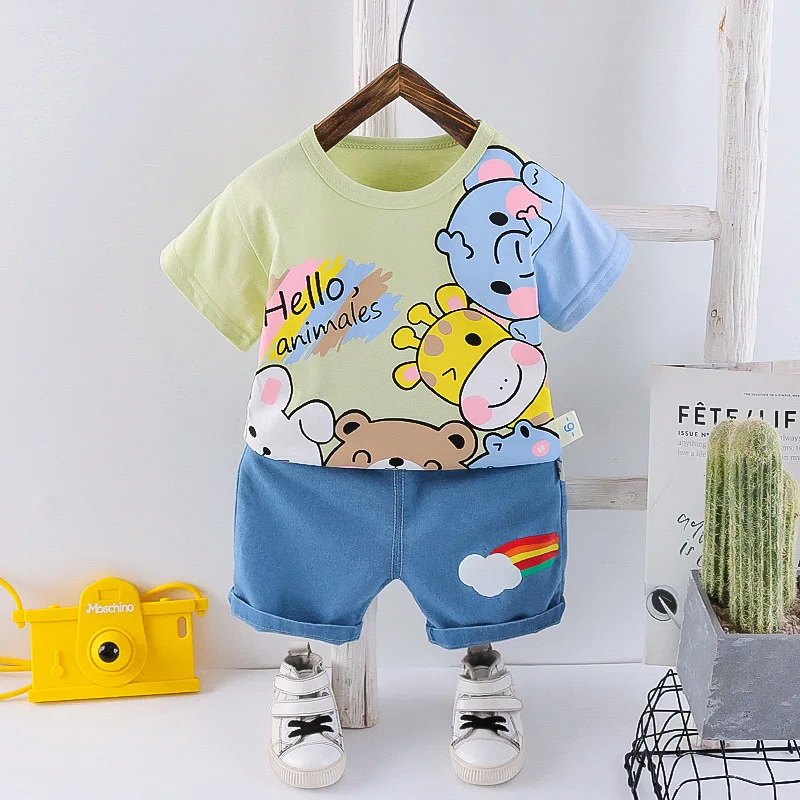 New Summer Baby Girl Clothes Suit Children Boys Cartoon T-Shirt Shorts 2Pcs/Sets Toddler Sports Costume Outfits Kids Tracksuits