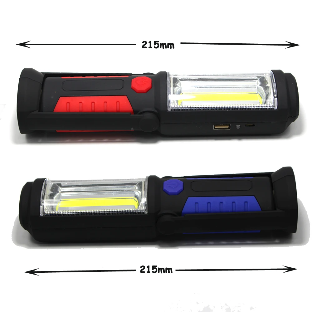 Portable COB Rechargeable Work Light Car Emergency Torch Outdoor Camping Lamp Built-in Battery Magnet Hook Inspection Lamp