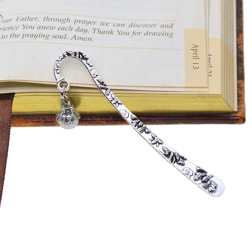 20pcs Tibetan Metal DIY Bookmark Hook Jewelry Book Mark Decor Silver color Pendant