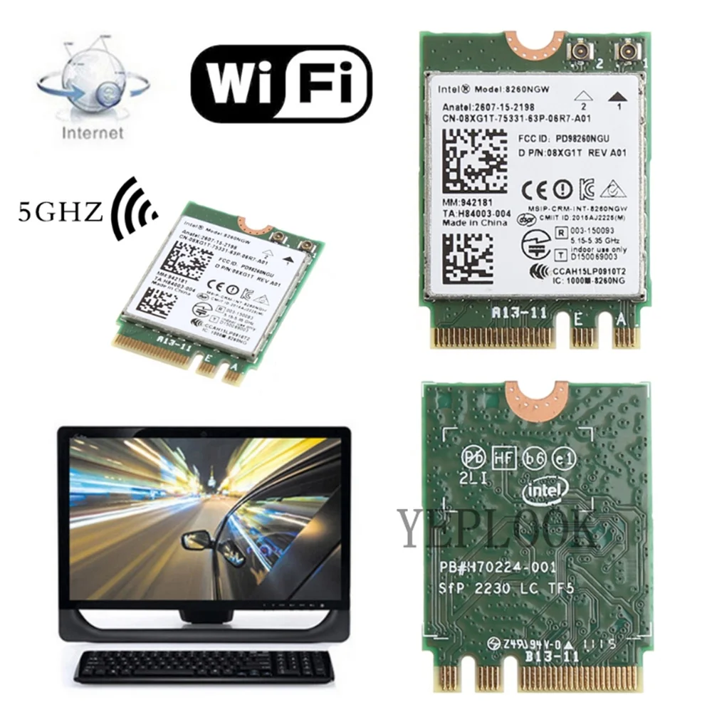 WIFI-kaart AC8260 8260NGW 8260AC Draadloos AC 8260 867 Mbps Bluetooth 4.2 Dual Band 2.4 + 5 GHz NGFF M.2 802.11ac voor Dell laptops