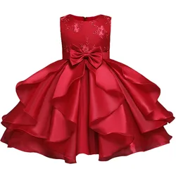 Summer Girls Flower Embroidery Princess Party Dress Baby Kids Christmas Wedding Ball Gown Dresses abbigliamento per bambini per 3-10 anni