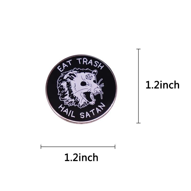 Eat Trash Hail Satan Laple Pin Opossum brooch Yelling Animal Possums Meme Badge