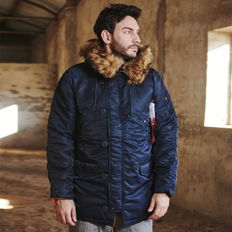 MGP Мужская зимняя куртка N-3B Parka, водоотталкивающая, с мехом на капюшоне — изображение товара