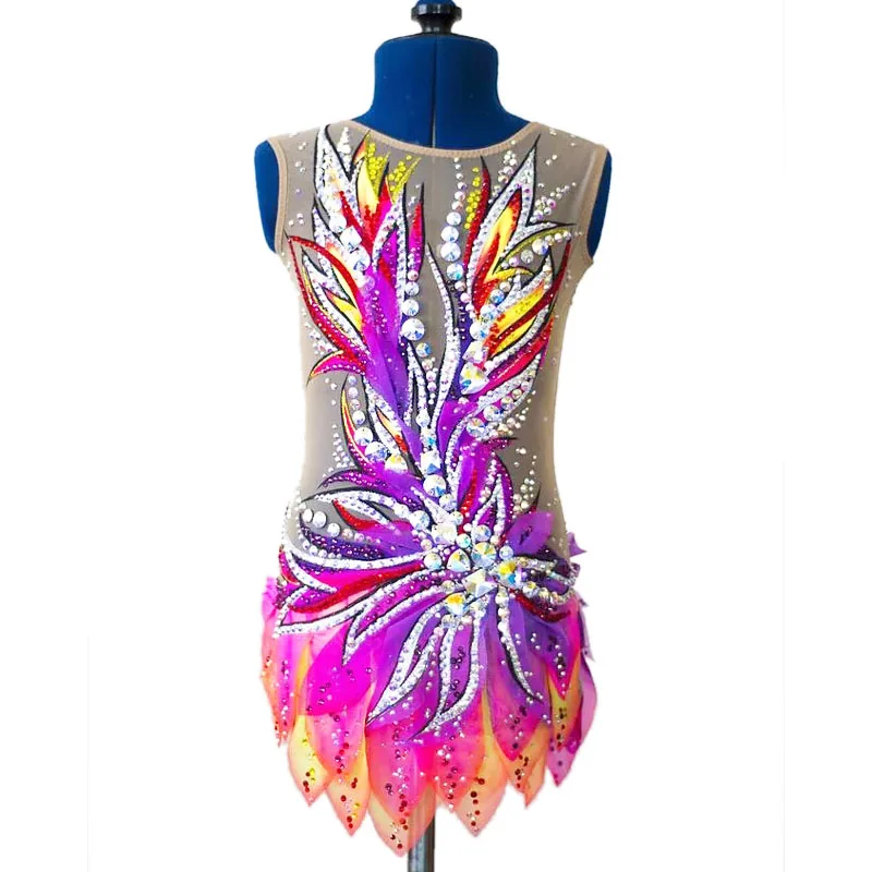 Custom Rhythmic Gymnastics Competition Dress for Girls and Women, Artistic Gymnastics Dresses, Elastic Spandex, 1 Piece