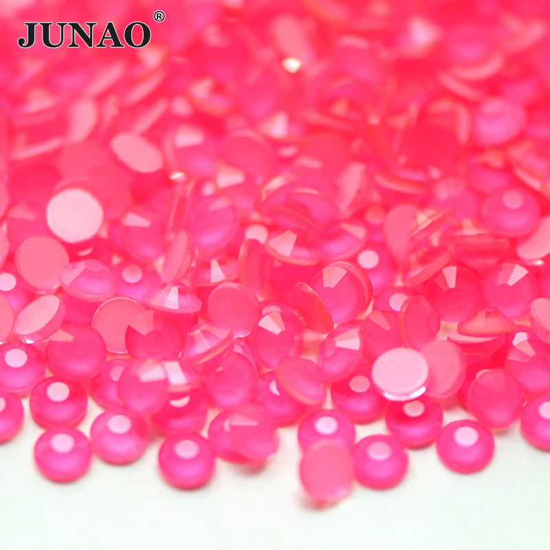 JUNAO SS6 8 10 12 16 20 30 Neon Rose Glass Nail Rhinestones Flatback Crystal Strass Glitter Nail Art Decoration Stone Manicure