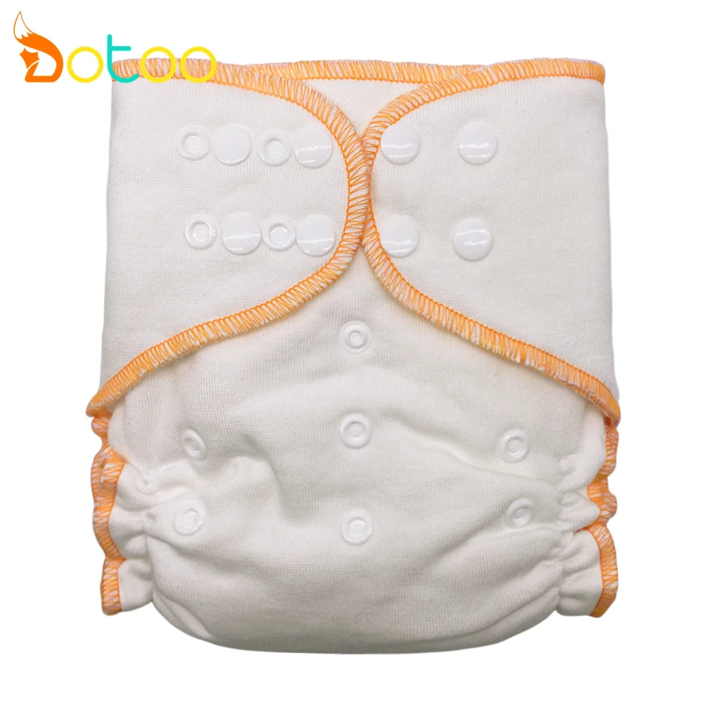 

Dotoo Orange Edging Bamboo Cotton AI2 Diaper Cloth Diaper Double Row Snaps Washable Soft Comfortable With Inset For 3-15KG Baby