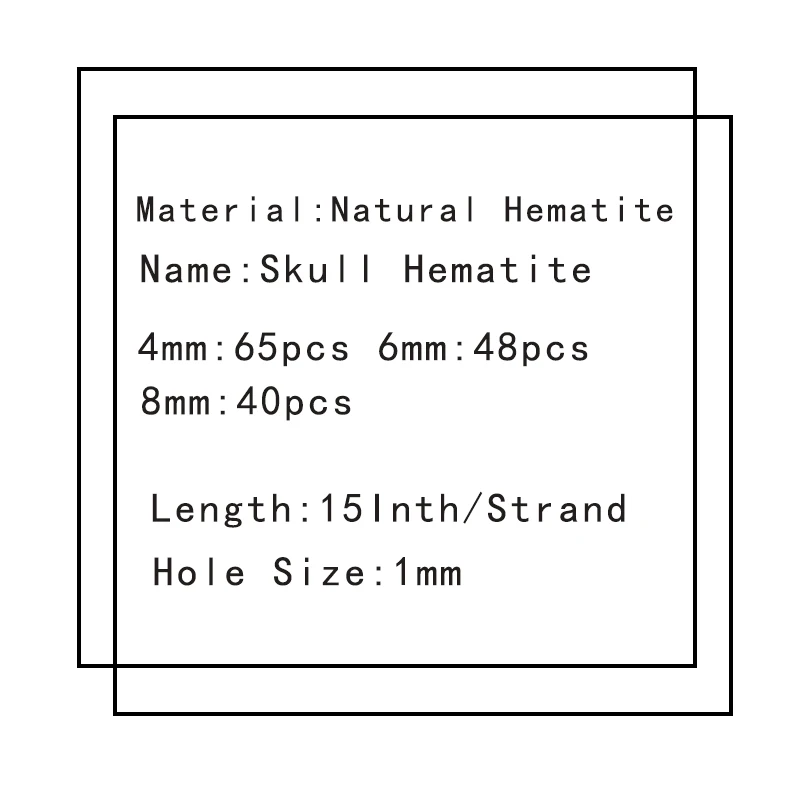 YHBZRET Natural Stone Skull Black Hematite 4/6/8MM Skeleton shape spacer Loose beads For Jewelry making bracelet accessories DIY