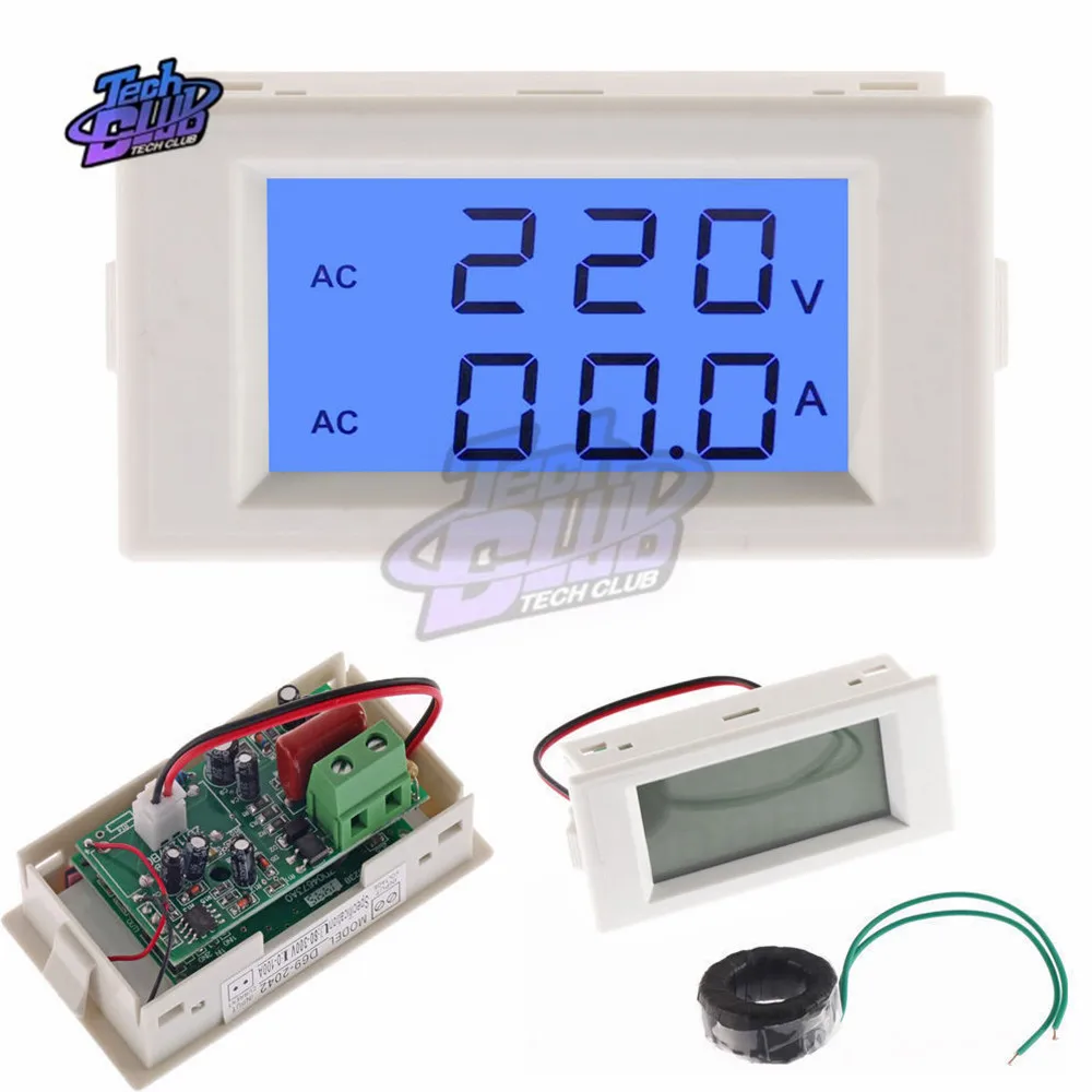 100A 200A LED Digital Voltmeter Ammeter AC 110V 220V Amp Current Meter Voltage Meter Red Green Dual Display 100-300V 80-300V