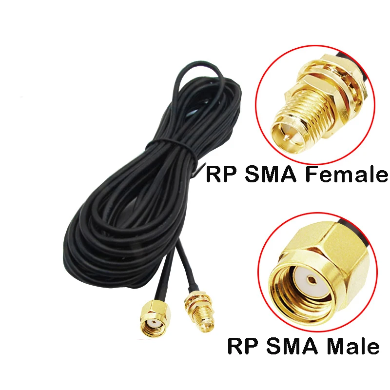 RP SMA male to female adapter cable RG174 RF connector wireless module router modem signal amplifier antenna extension pigtail