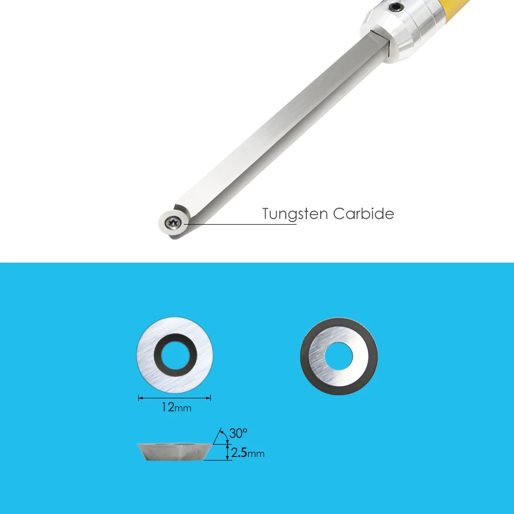 TASP Carbide Inserts Milling Cutters 12mm Round 10pcs Woodturning Tools Hollowers Knives for Wood Lathe Chuck Turning Machine