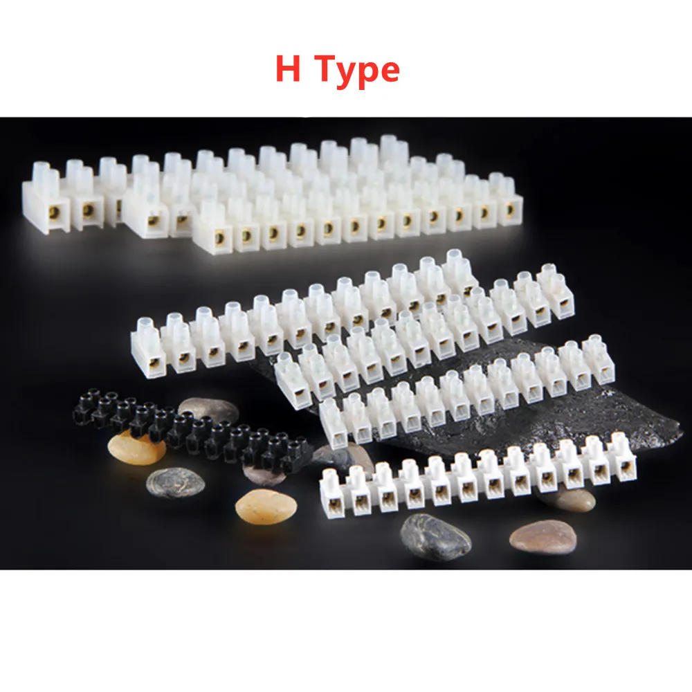 1pcs U H Type 12 Position Plastic Barrier Terminal Strip Block Barrier Screw Block Connection Strips for Electrical Wiring 3A10A