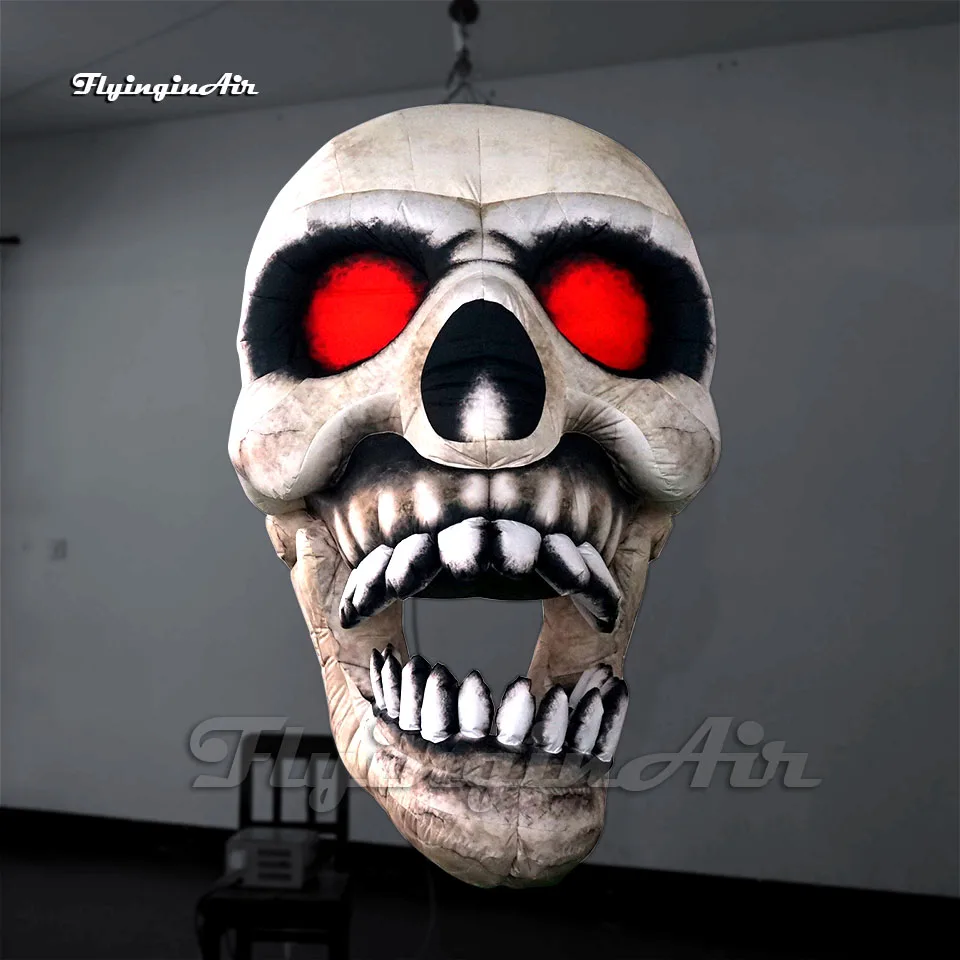 Halloween Horror Decorations Personalized Inflatable Devil Skull Model Hanging White Air Blown Dead Head Bone Balloon For Party