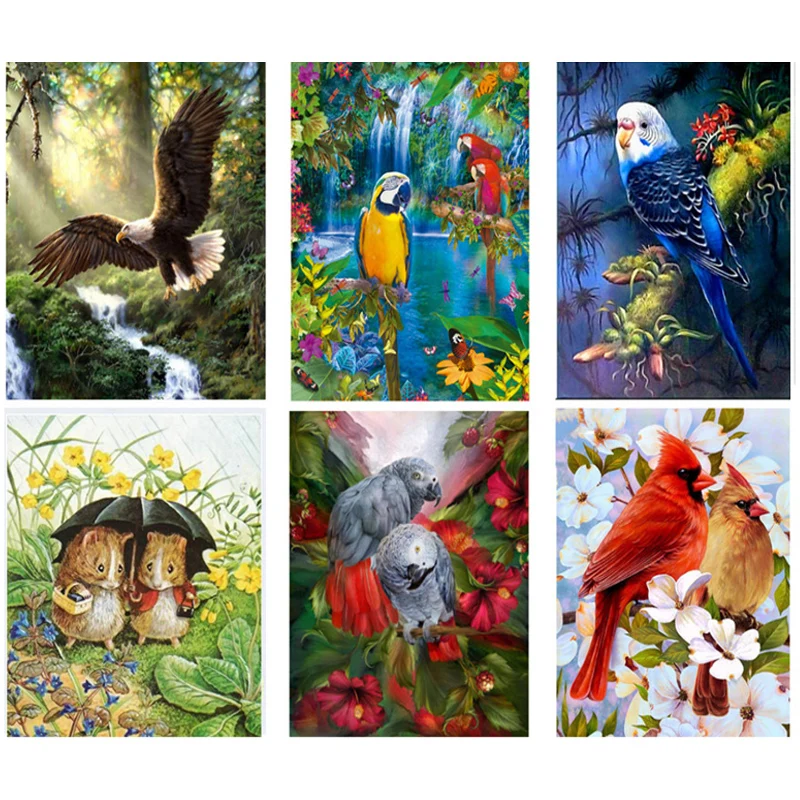 5D Diy Diamond painting Eagle Magnolia Flower bird Parrot Wild rabbit Animal Diamond embroidery cross stitch home decorZP-3581