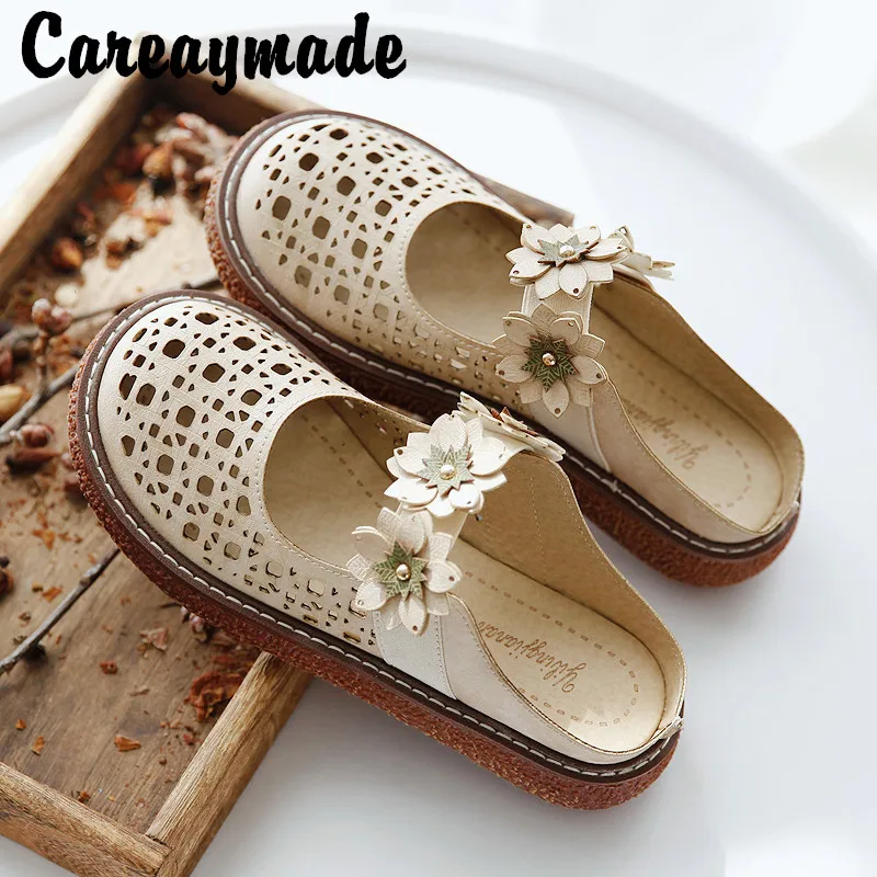 

Careaymade-Simple slippers of Mori women's style summer new style shoes with thick soles and women's Pure handmade shoes