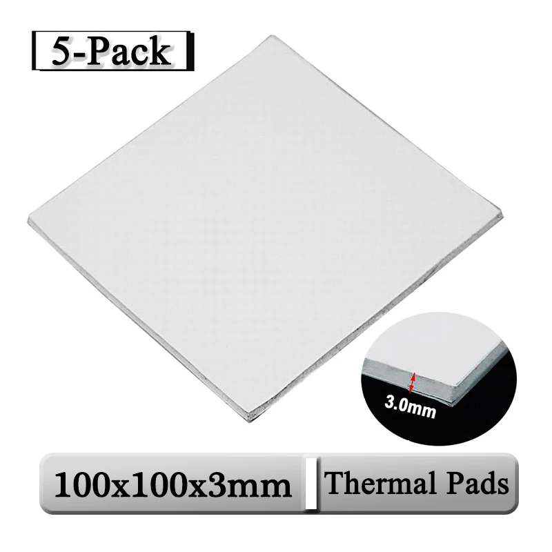 Gdstime-almohadilla térmica blanca de 100mm x 100mm x 3mm y 0,3 cm de espesor, almohadilla de refrigeración para CPU de 100x3mm y 3mm, 5 unids/lote
