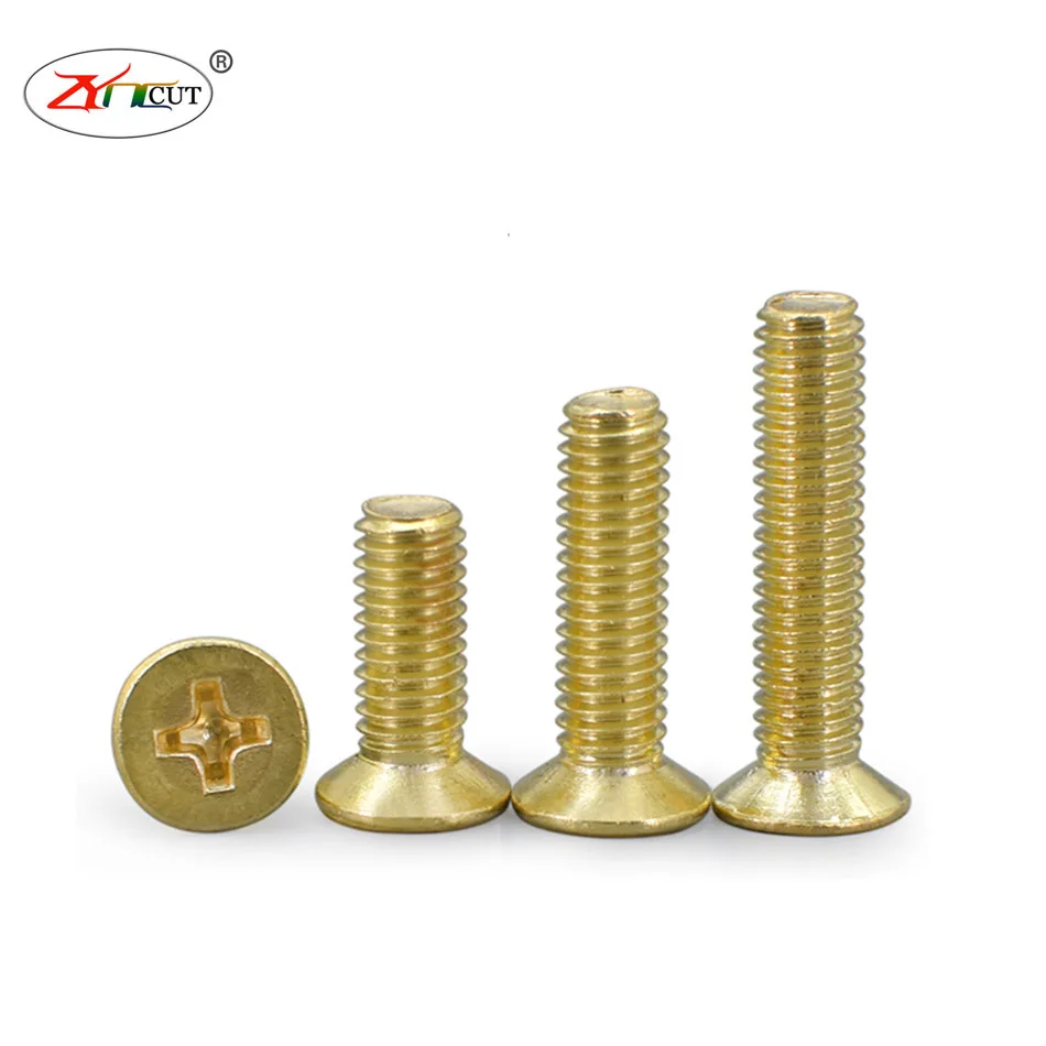 M2 M3 M4 M5 M6 M8 Brass cross slotted countersunk head screw,Cross countersunk flat head extended quincunx bolt