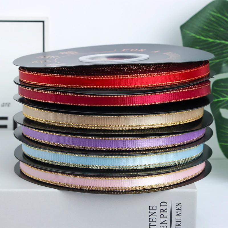 50Yards Satin Ribbon for Crafts Ribbons Decorative Glitter Ribbon Bow Handmade Baking Gift Box Cake Packaging DIY Accessories