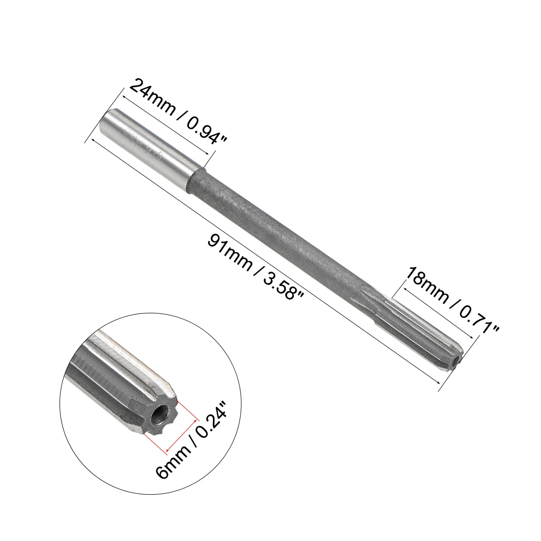 uxcell 6mm Chucking Reamer HSS H8 6 Straight Flutes Machine Milling Cutter Tool