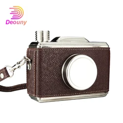 DEOUN 11OZ Creative Stainless Steel Hip Flask New Portable Whiskey Rum Camera Hip Flask Carry Flask For Alcohol With Funnel Gift