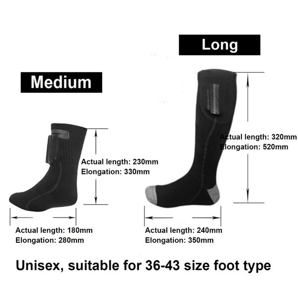 Antifreeze Heated Socks Battery Powered Electric Winter Heat Thermal Foot Warmer for Outdoor Skiing Angling Moto Cycling