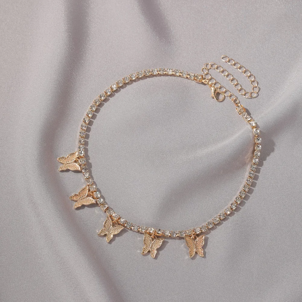 Butterfly Pendant Necklace Rhinestone Shining Statement Crystal Charm Chokers Collar for Woman Boho Jewelry Christmas Gift image 6