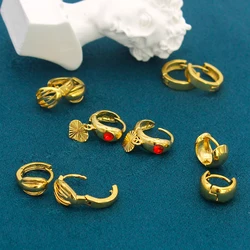 Multi-style 18K Gold Color Ear Studs Heart Hoop Earrings for Women Retro Earrings Luxury Fashion Jewelry pendientes mujer