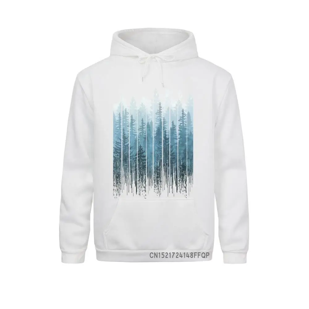 New Arrival Fashion Grunge Dripping Turquoise Misty Forest Print Men Sweatshirt Hoodies Hipster Male Clothes