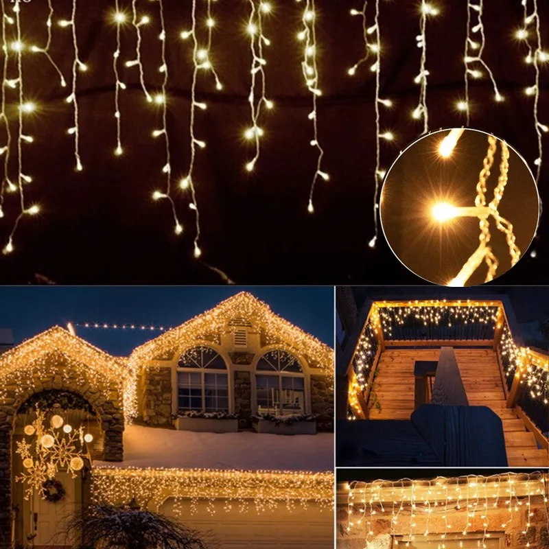 

New Year/Christmas Decoration 2024 5M 216Leds Icicle String Lights Droops 0.5-0.7m Wave Festoon LED Plug Lights for Home Decor