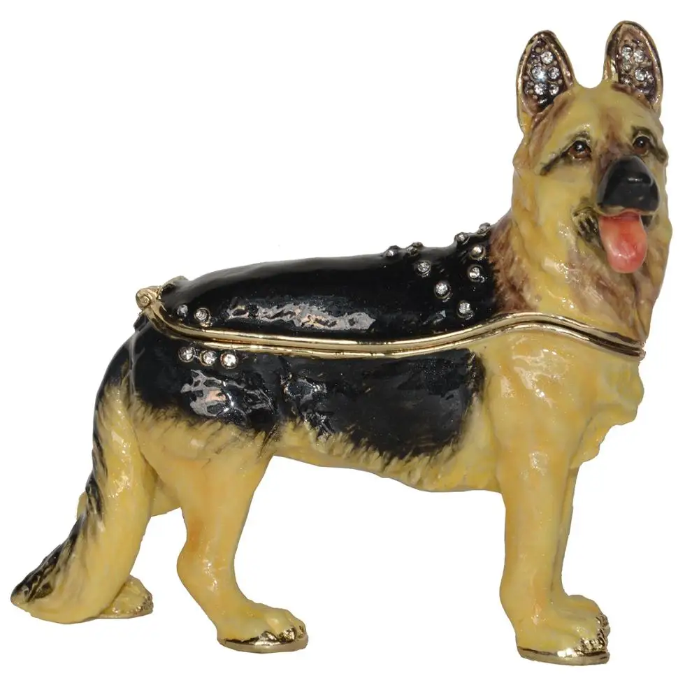 German Shepherd Dog Trinket Box, Keepsake Box, Jewelry Container, Dog Figurine, Sculpture Gift