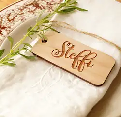 24pcs Personalized Engraved Guest Place Card / Baby Name Rectangle Tags For Wedding / Birthday Party / Baptism Gift Bags Favor