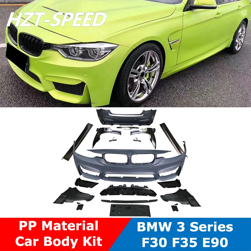 3 Series PP Unpainted Car Body Kit Front Bumper Fender Side Skirts Rear Bumper For BMW 3 Series F30 F35 E90 Modify M3 Style