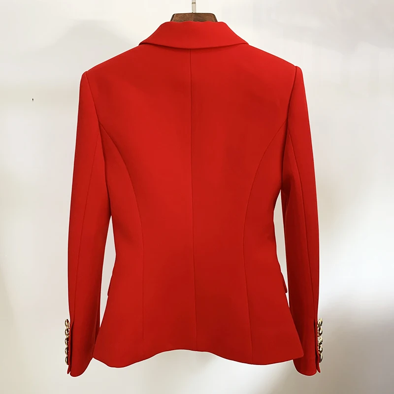 HIGH STREET-Chaqueta clásica de diseñador para mujer, Blazer ajustado con botones de León de Metal, doble botonadura, talla grande, S-5XL, 2024