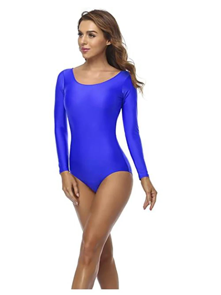 Speerise Women\'s Long Sleeve Leotard Spandex Ballet Dance Bodysuit Scoop Neck Gymnastics Suit