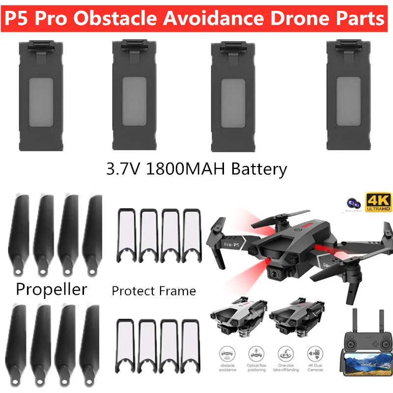 3.7V 1800mAh Battery Propeller Protect Frame For P5 PRO RC Drone Pro-P5 P5 Accessories P5 Pro Obstacle avoidance  Drone Battery