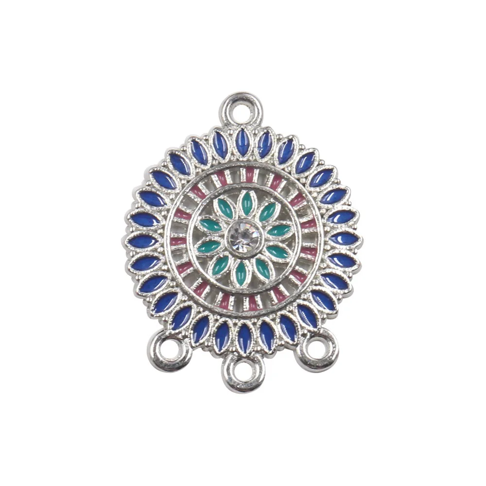 12 Stück Antik-Silber Blumen-Verbinder Schmuckanhänger Drei-Loch-Ohrring-Fassung Charms DIY Ohrring-Verbinder – Detail 4