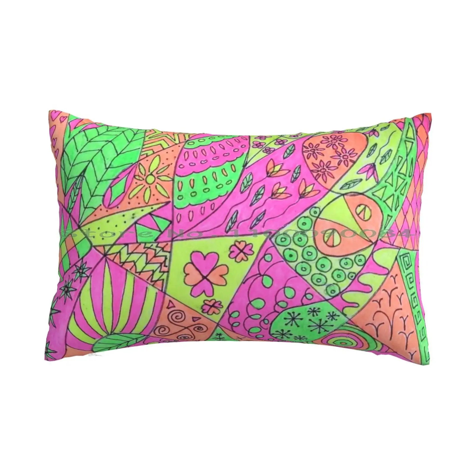 Kooky Psychedelic Neon Doodle Pillow Case 20x30 50*75 Sofa Bedroom Afl Australian Football League Australian Rules Football Vfa