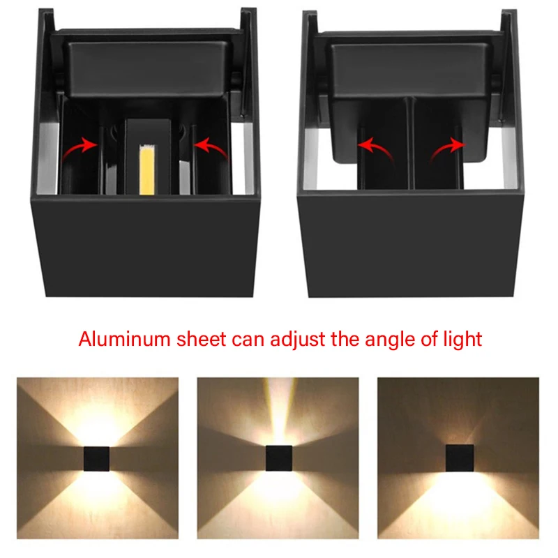 Applique murale LED étanche conforme à la norme IP65 12W, Simple et ajustable pour l\'intérieur et l\'extérieur, véranda, couloir, chambre à coucher