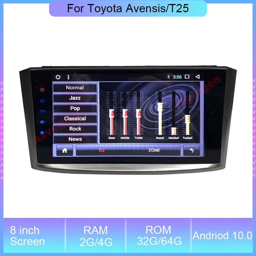 8'' Android 10 DVD Stereo Multimedia For Toyota Avensis/T25 2003-2008 Radio GPS Navigation Video Auto Audio Navigation Head