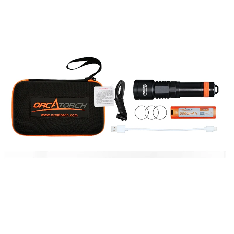 ORCA D700 Scuba Diving Torch 1700-Lumen Luminus LED Diving Flashlight Underwater 150-Meter Waterproof 6° Beam Angle Night Dive