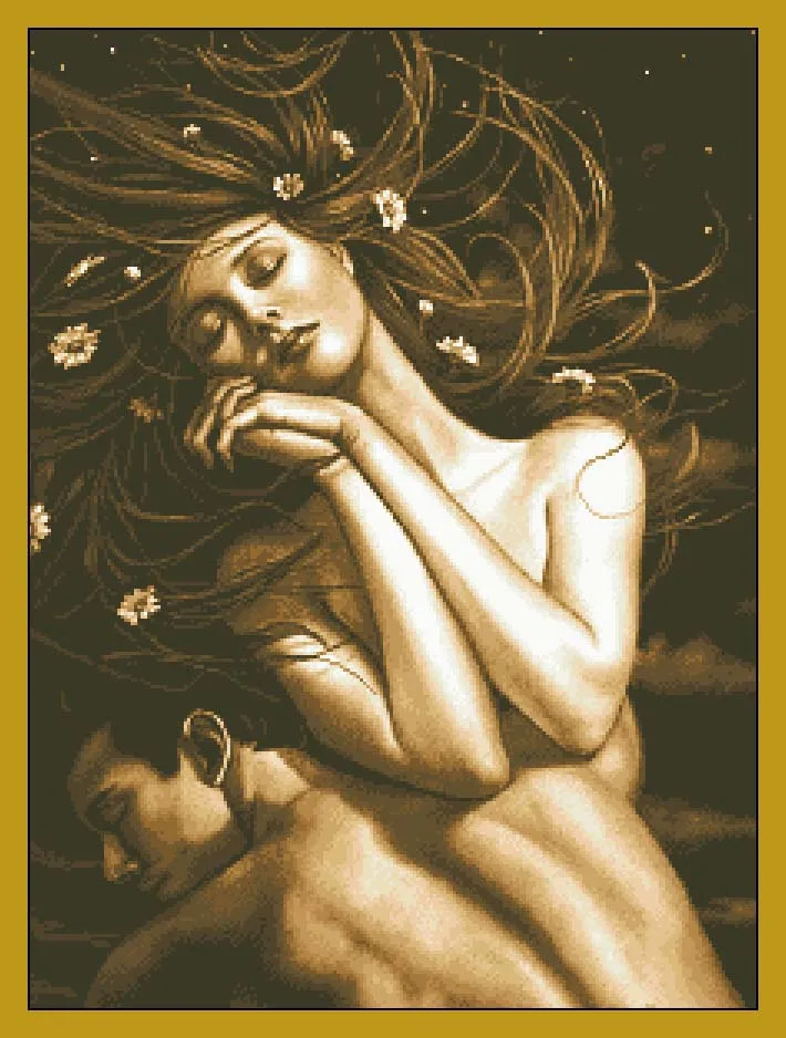 

Romantic Nostalgic Couples Woman Embrace Top Quality Embroidery Needlework 14CT Unprinted Cross Stitch Kits DIY Handmade Decor