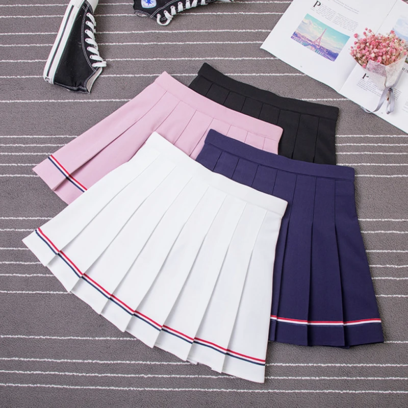 Clearance Sale Y2k Summer Korean Fashion Short Women Skirt Elastic High Waiste Striped Harajuku Pleated Plaid A-Line Mini Skirts