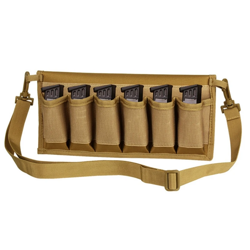 Tactical 6 Pistol Magazine Storage Pouch Ammo Mag Holder Fits Most Single and Double Stack 9mm .40 .45 Mags With Molle Clips