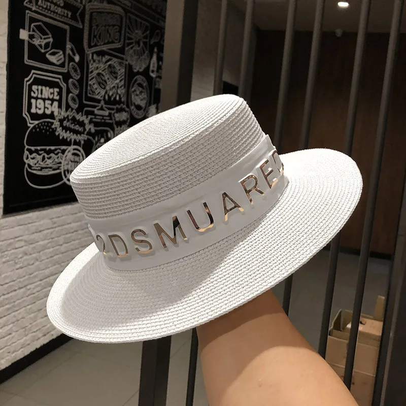 Bucket hat letters summer ladies bucket hat sun hat ladies straw hat fedora hat European men and women hat letters