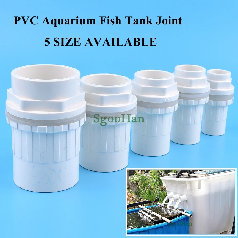1PC ID 20~50MM PVC Pipe Aquarium Fish Tank Straight Drainage Connectors Overflow Thread Home DIY Water Tank Supply Elbow Joints