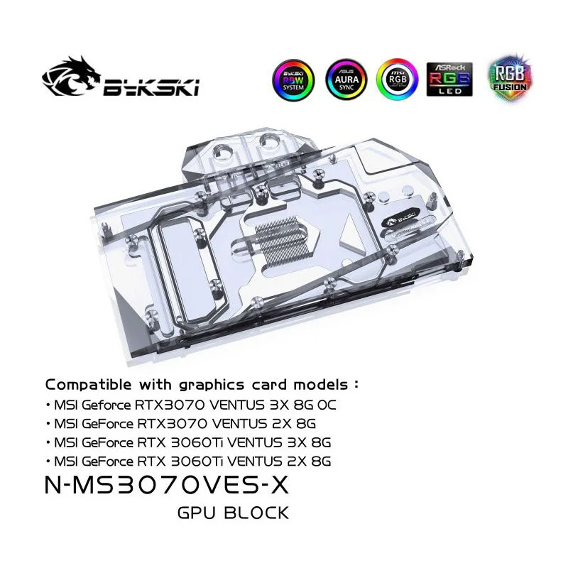 Bykski N-MS3070VES-X PC water cooling Radiator GPU cooler video Graphics Card Water Block for MSI RTX3070 rtx 3060TI VENTUS