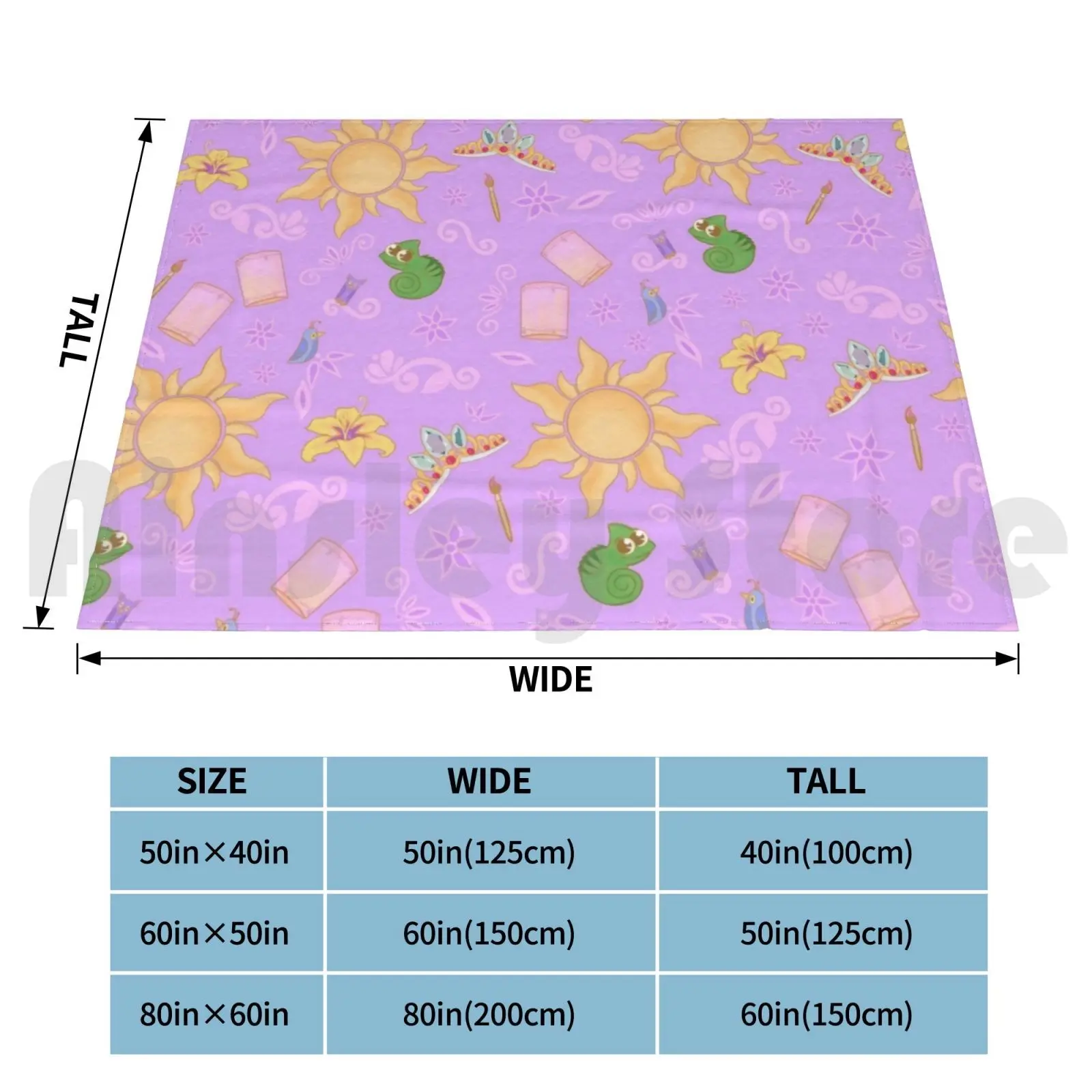 Pattern Blanket Fashion Custom Tangled Princess Princess World Pascal Tangled