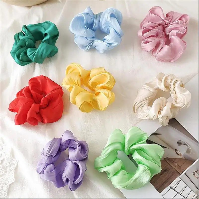 7Pcs/Set Solid Color Women Girls Hair Ropes Scrunchies Retro Creative Elastic Hair Tie Ponytail Holder Hair Accessories