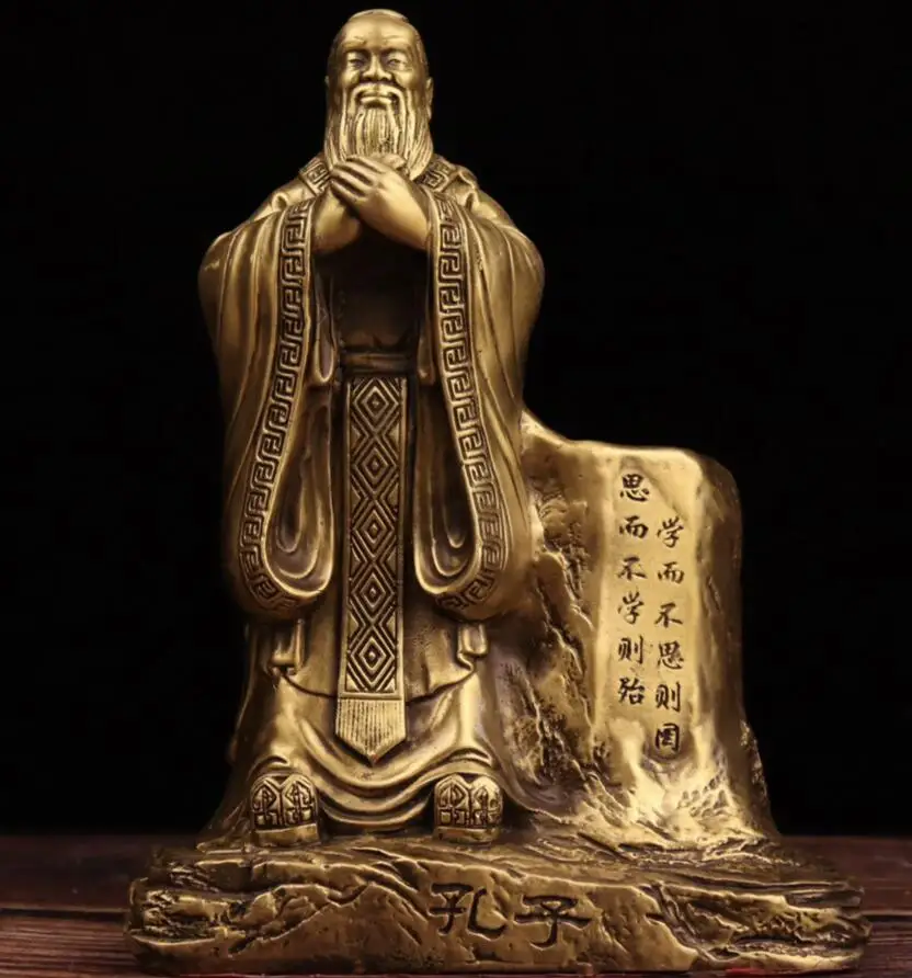 China seiko brass Confucius Pen holder crafts statue